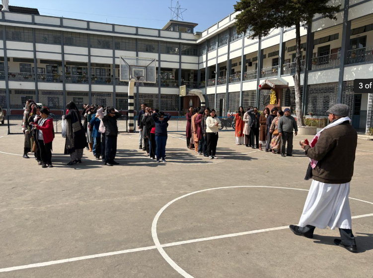 Basketball court activity with teachers